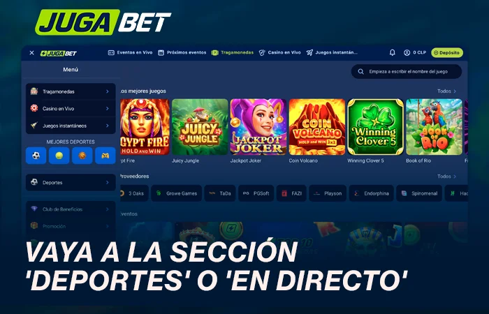 aya a la sección “Deportes” o “En directo”;