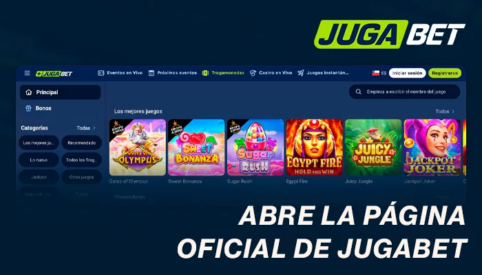 Abre la página oficial de JugaBet